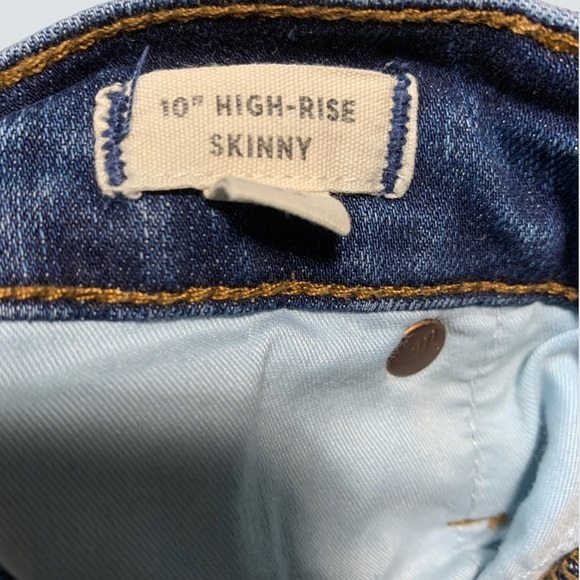 Madewell 10” High Rise Skinny Stretch Exposed Button Blue Jeans Size 32 in EUC - Picture 10 of 12